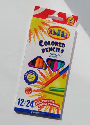 Цветные карандаши двусторонние 24 цвета / кольорові олівці2 фото