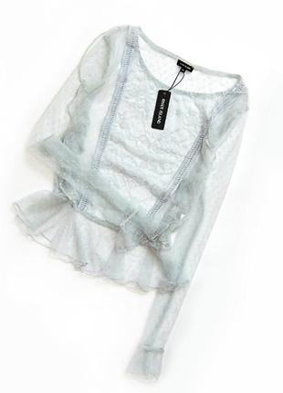 Неймовірна блуза сітка з ніжним мереживом від river island5 фото