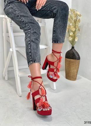 Ас.3115⚜️босоніжки на підборах у штучній замші