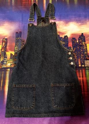 Rainbow джинсовий комбінезон з спідницею спідниця сукня плаття платя з кишенями синя синій bonprix2 фото