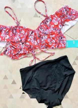 H&amp;m купальник раздельный, купальный лиф топ и высокие трусики плавки 👙