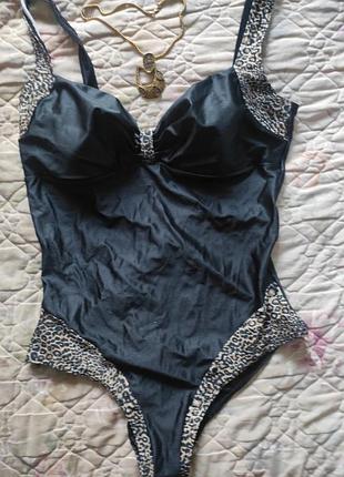 Мега стильный черный сдельный купальник с леопардом бассейн пляж