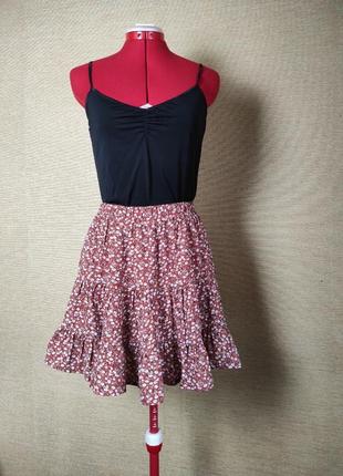 Коротка квіткова міні юбка спідниця3 фото