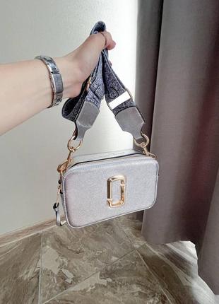 Marc jacobs silver shine logo трендова сумочка марк джейкобс срібна срібляста брендовая сумка серебряная серебристая новинка