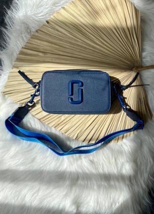Marc jacobs total dark blue logo новинка трендова жіноча сумочка марк джейкобс індиго темно синя блакитна брендова сумка індиго блакитна синя2 фото