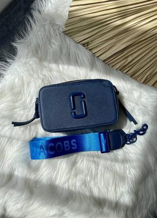 Marc jacobs total dark blue logo новинка трендова жіноча сумочка марк джейкобс індиго темно синя блакитна брендова сумка індиго блакитна синя2 фото