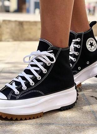 Новинка!!! кеди converse run star hike high 166800c black текстиль