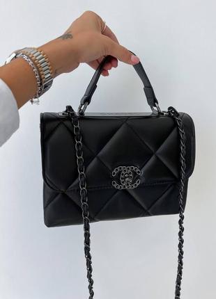 Розкішна чорна сумка в стилі шанель chanel black жіночий брендовий шикарна чорна сумочка