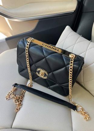 Розкішна брендова чорна сумочка в стилі chanel 25 black шикарна чорна сумка під шанель з червоною підкладкою всередині10 фото