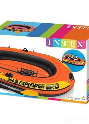 Полутораместная intex надувний човен 58357 explorer pro 200 set, 196 х 102 см,(весла, ручний насос).5 фото