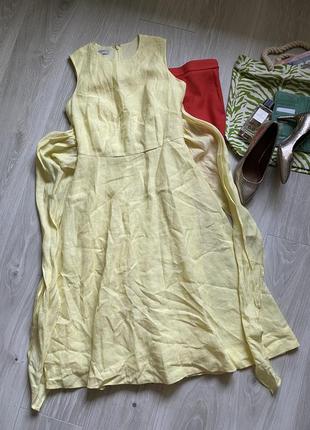 Льняное желтое платье hobbs