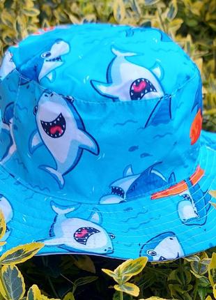 Хлопковая панамка с принтом акулы