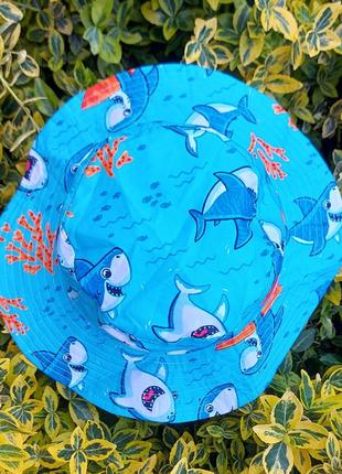 Хлопковая панамка с принтом акулы