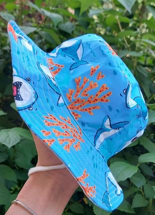Хлопковая панамка с принтом акулы