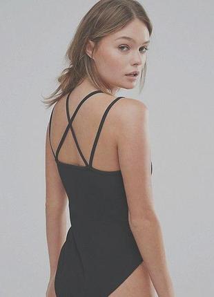 Крутое боди/комбидрес оливкового цвета в рубчик new look