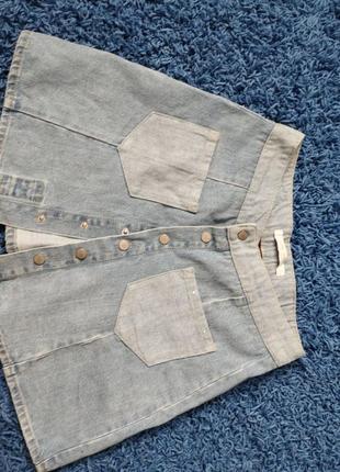 Джинсовая мини юбка юбочка zara / джинсова спідниця на ґудзиках2 фото