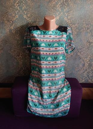 Женское летнее платье сарафан с молнией и кружевом размер 44/463 фото