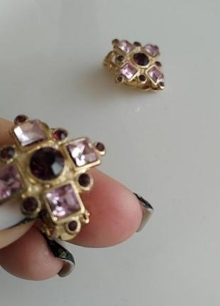 Сережки кліпси мальтійський хрест 80х вінтажні з кристалами5 фото