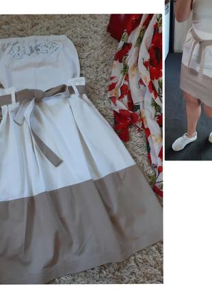 Шикарная летняя юбка миди в бело/бежевых тонах ,nuvola/италия,  р. xs- s1 фото