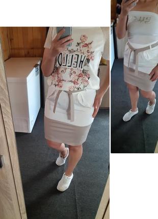 Шикарная летняя юбка миди в бело/бежевых тонах ,nuvola/италия,  р. xs- s2 фото
