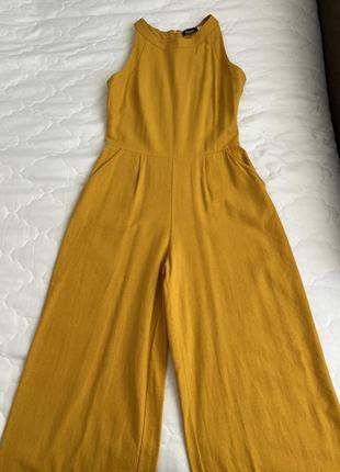 Льняной комбинезон клеш