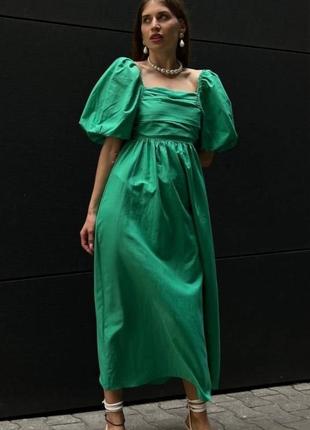 Платье сарафан свободного кроя розлетайка котон белое чёрное зелёное изумруд синее
