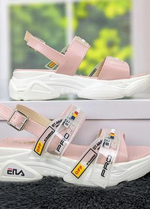 Женские спортивные босоножки сандалии розовые на платформе спортивного плана2 фото
