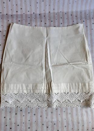 Спідниця молочного бежевого кольору naf naf женская юбка