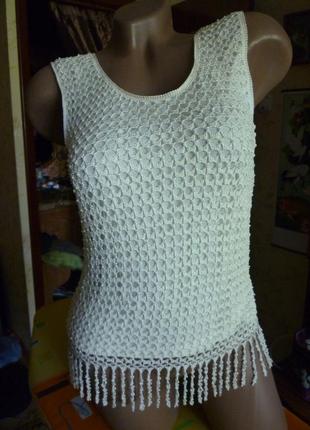 Шикарна блуза - бахрома,ажур ,бусинки