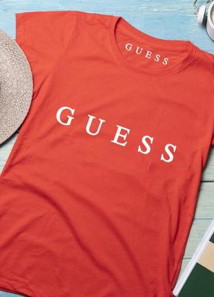 Жіноча футболка guess гесс червона женская футболка guess гесс красная5 фото