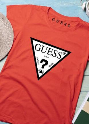 Жіноча футболка guess гесс червона женская футболка guess гесс красная2 фото