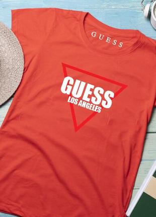 Жіноча футболка guess гесс червона женская футболка guess гесс красная7 фото