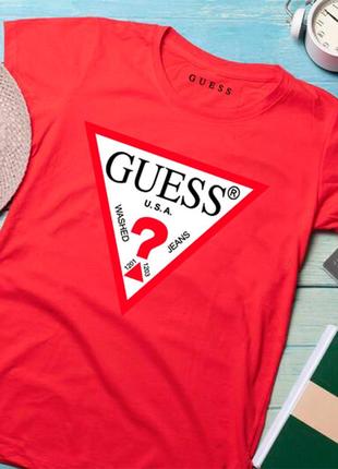 Жіноча футболка guess гесс червона женская футболка guess гесс красная