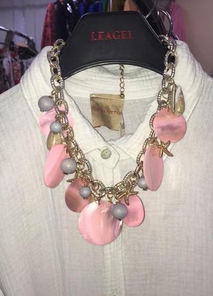 Ожерелье бусы украшение на шею в розовом пудровом цвете италия
