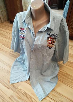 Крутая натуральная тениска рубашка с вышивкой, xl xxl