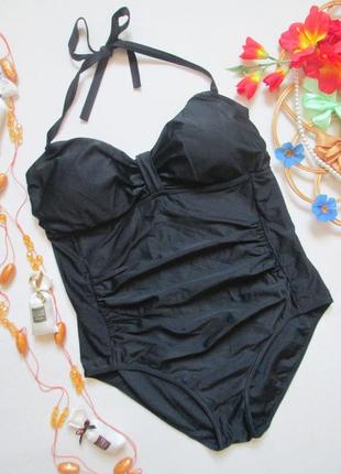Шикарный черный сдельный слитный купальник батал с драпировкой george 06-22 🍒🍹🍒