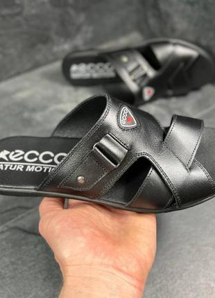 Мужские кожаные шлёпанцы чоловічі шкіряні шльопанці ecco
