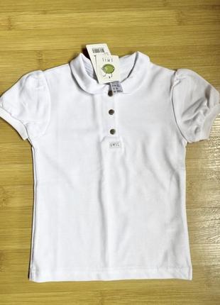 Поло футболка блузка белая для девочки 110р