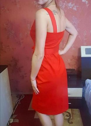 Красный сарафан платье на пуговицах с поясом хлопок акция4 фото