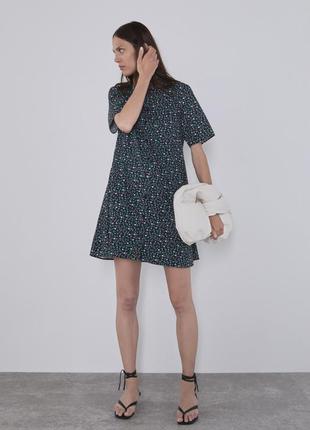 Квіткове міні сукня сорочка бавовна zara
