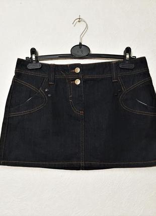 Брендовая мини юбка джинсовая чёрная прямая бедровочка женская colours of the word1 фото