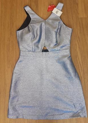 Коктейльное платье, серебристо- голубое, англия, р. m или l3 фото