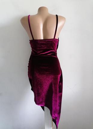 💋мегасексуальна міні сукня винного відтінку ❤️оксамитове плаття на бретелях на запах ❤️вечірня сукня2 фото