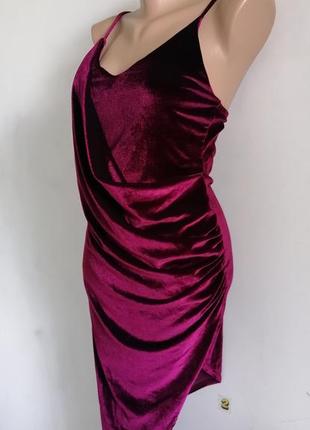 💋мегасексуальна міні сукня винного відтінку ❤️оксамитове плаття на бретелях на запах ❤️вечірня сукня4 фото