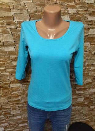 Хлопковая блуза,бирюзовая блуза,футболка с рукавом три четверти, street one4 фото