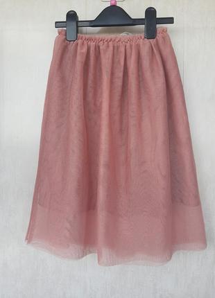 Фатиновая юбка -миди цвета пыльной розы2 фото