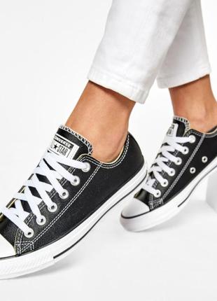 Стильні ідеальні converse chuck taylor all star leather low 132174c кеді black 100% шкіра унісекс