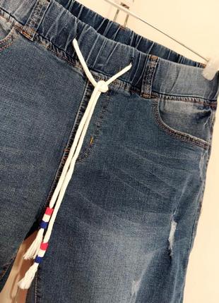 Шорты джинсовые на резинке с завязками4 фото