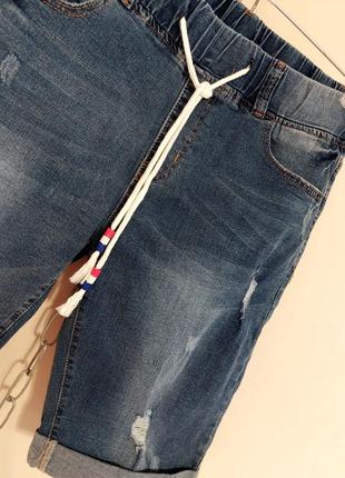 Шорты джинсовые на резинке с завязками3 фото
