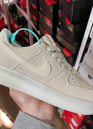 Nike air force 1 beige suede, жіночі кросівки найк форс, кросовки найк женские